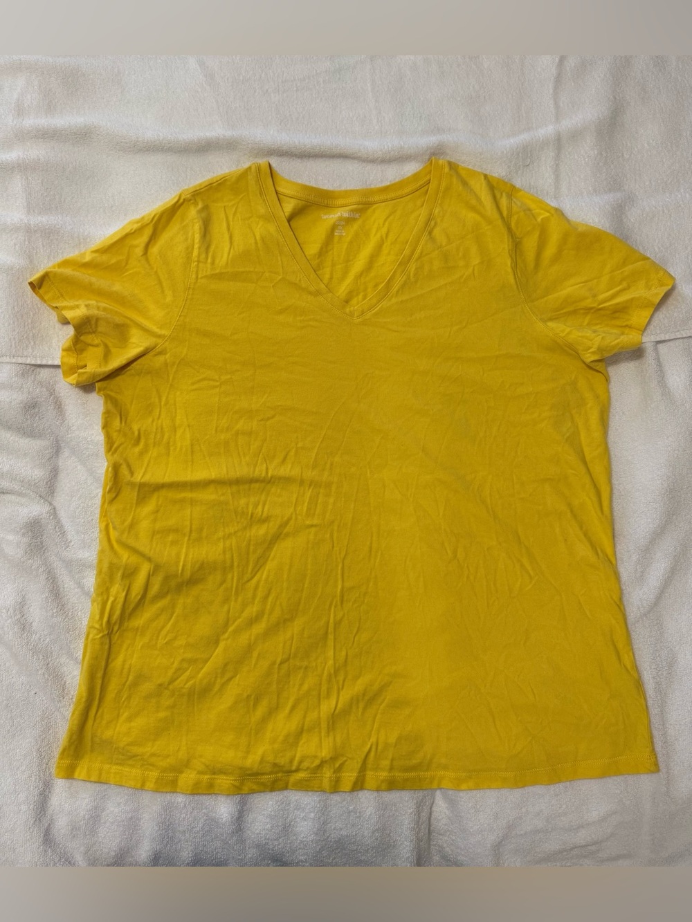 1x (22-24) woman within ladies bright Yellow V-Neck Short Sleeve Tee